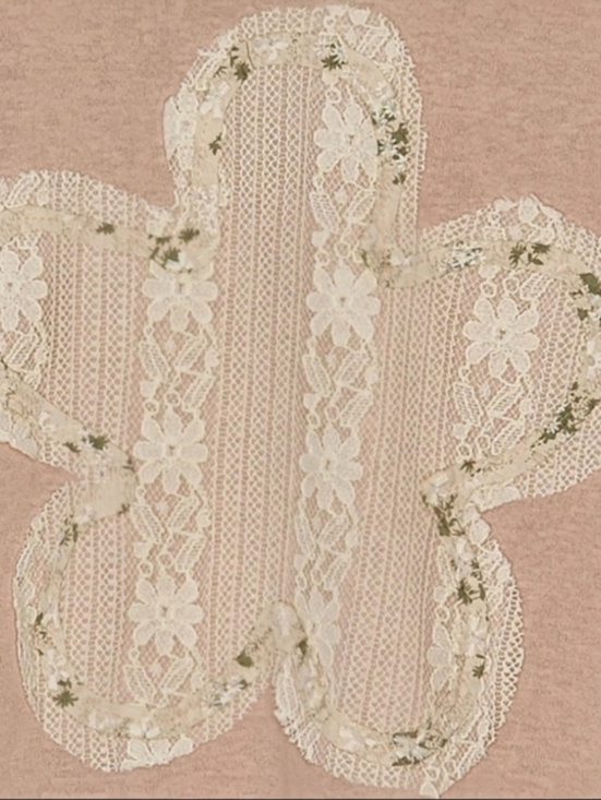 POL Zinnia Pink Floral Cactus Applique Boho Long Sleeve Top Medium - Picture 3 of 9